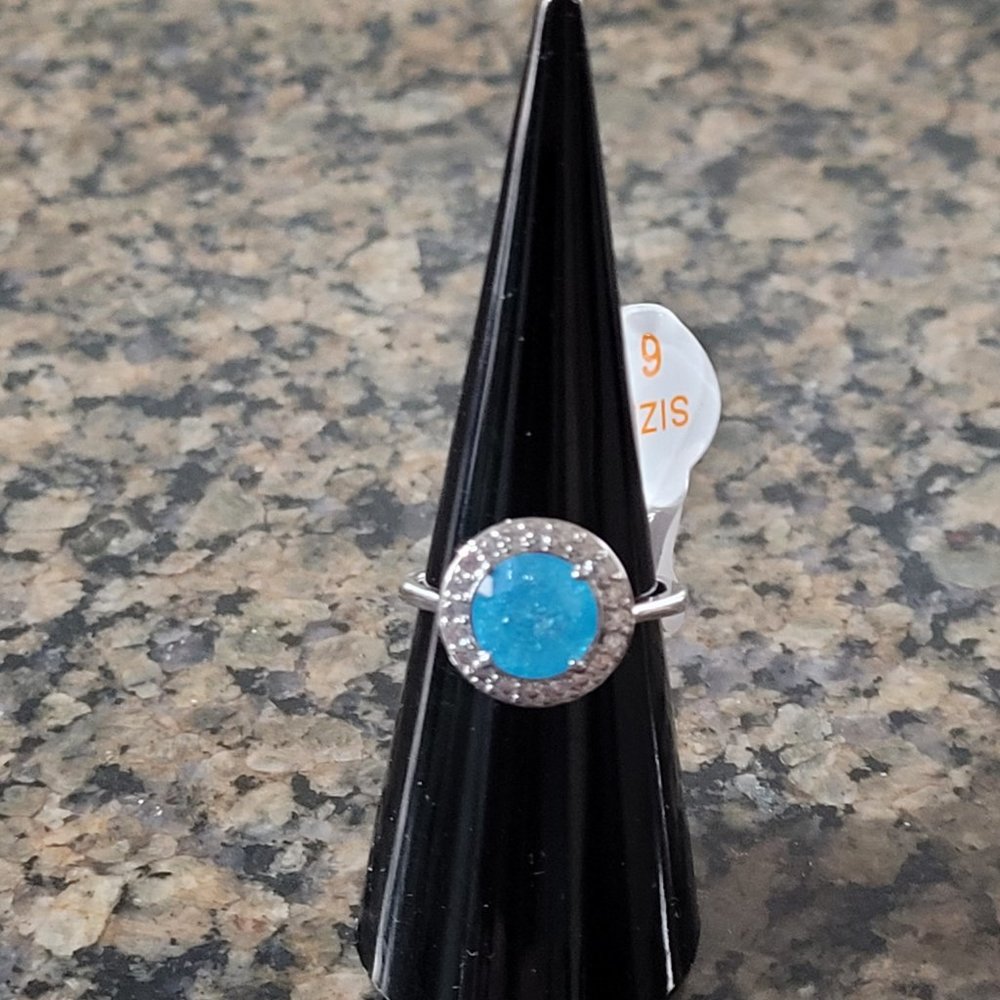 Bomb Party RBP2350 Blue Topaz Ice Crystal "Rounding of Elegance" Sz 6